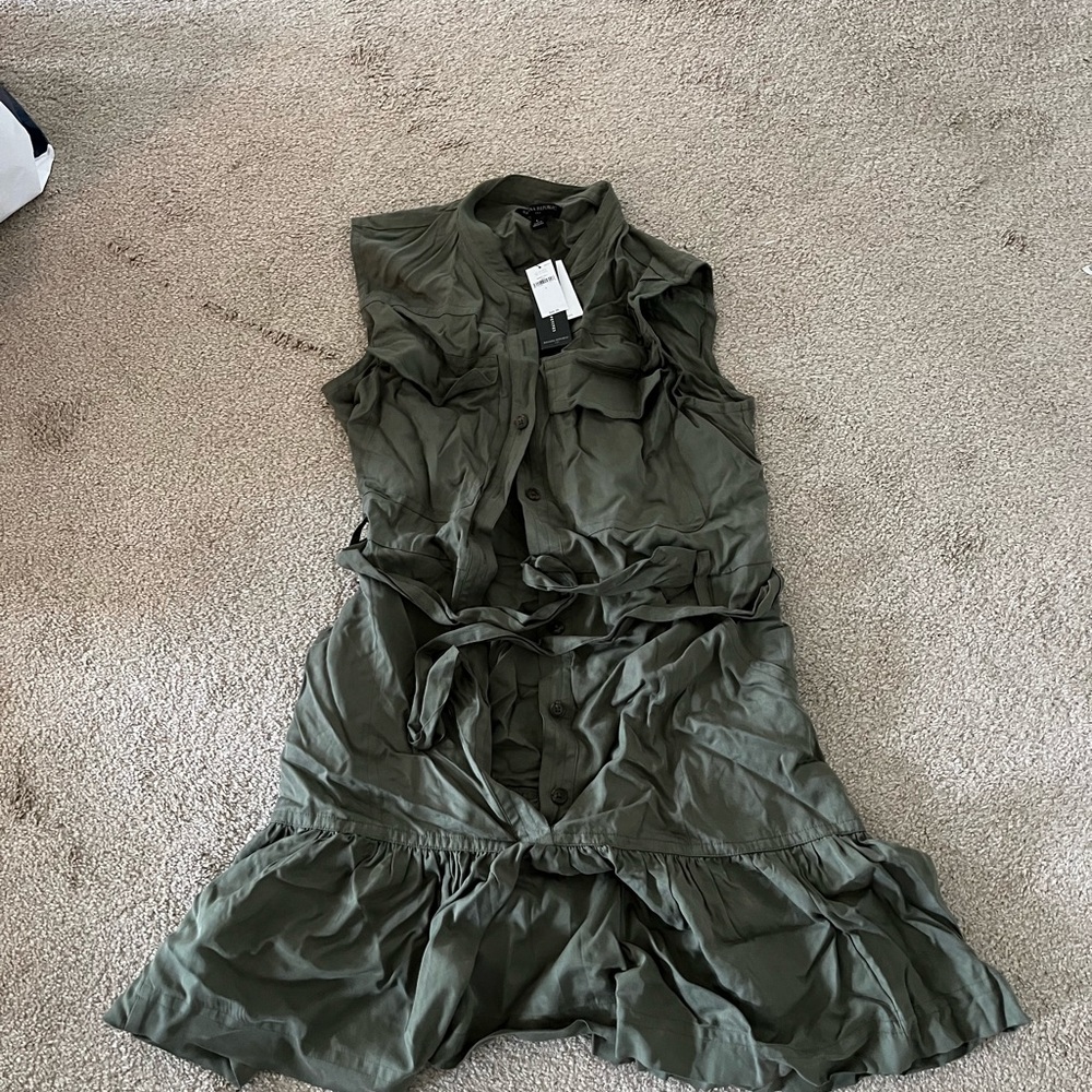 Banana Republic Olive Green Sleeveless Shirt Dress